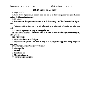 Giáo án Vật lý Lớp 11 - Tiết 23 Kiểm tra 1 tiết - Năm học 2019-2020 - Trường THPT số 2 Si Ma Cai